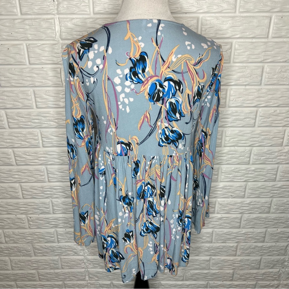 FREE PEOPLE Bella Printed Blur Blue Floral Tunic Dress Size S - Picture 7 of 10